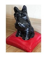 Vintage Dog On Pillow Chalkware Figurine Scottie Dog Black Scottish Terrier - $13.49