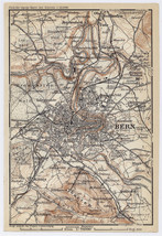 1930 Original Vintage Map Of Vicinity Of Berne Bern / Switzerland - £12.89 GBP