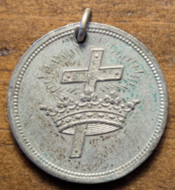 Antique Cross &amp; Crown Religious Medal – Lord’s Prayer Reverse Christian ... - $12.63