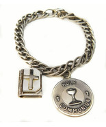 Vintage Sterling Silver Holy First Communion Bracelet w/ Sterling Silver... - £57.20 GBP