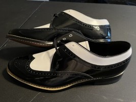 NEW Stacy Adams Mens Dayton Wing Tip Oxford Black&amp;White Dress Shoe Size 9.5D - £103.43 GBP