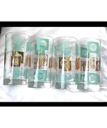 Vintage Aqua Blue Regent Gold Tumblers MCM Anchor Hocking Hollywood Rege... - $48.00