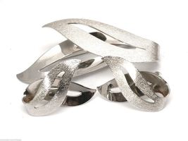 Signed RETRO Sarah Coventry Vtg Book Piece Satin Flame Brooch Ears Silve... - $29.93