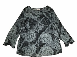 Maurices Lightweight Floral Blouse 3/4 Slit Sleeves Women&#39;s 0 Black/BlueGray - £8.20 GBP