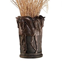 12&quot; Art Deco Vase with Horses Replica Reproduction (BRONZE finish) - £86.05 GBP