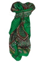Mulberry Silk Traditional Square Scarf Aimee Green by Pashmina &amp; Silk - £19.12 GBP