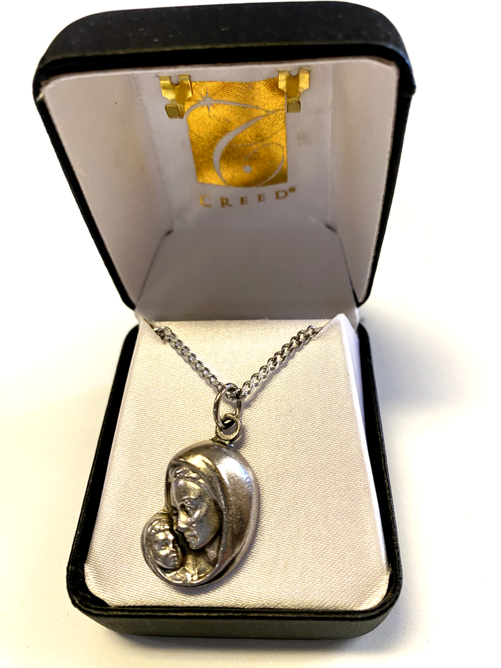Blessed Mother with Child Pendant  20" Necklace,  New