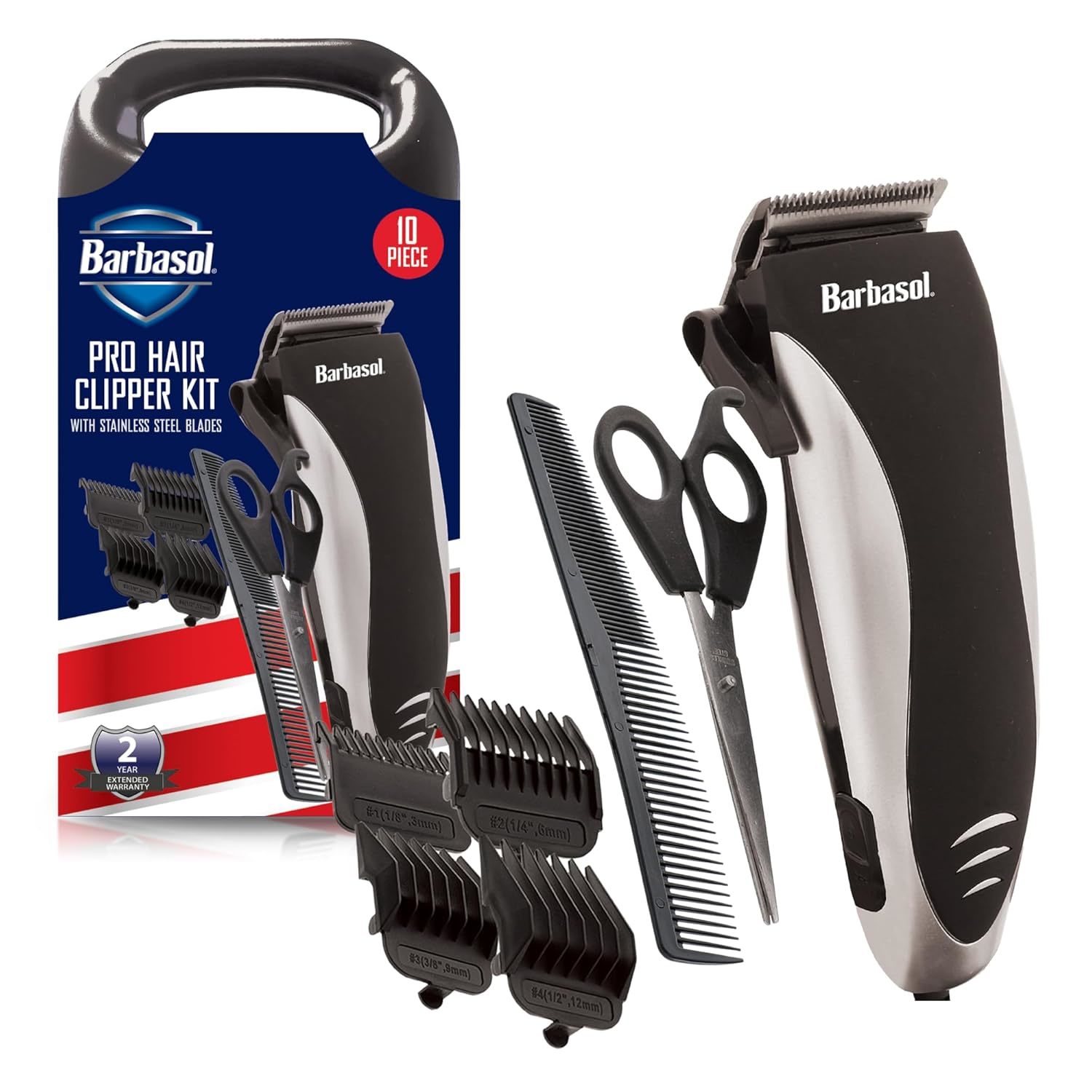 Barbasol Professional Hair Clipper Kit With Stainless Steel Blades, Four... - $44.93