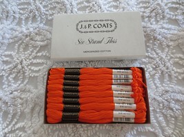 Box Of 24 Skeins J. &amp; P. Coats Mercerized Cotton 6-Strand FLOSS-38-B Tangerine - £7.81 GBP