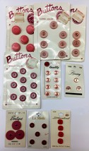 Lot 48 Vintage PINK Plastic Buttons Assorted Styles Sizes Cards Unused S... - £11.18 GBP