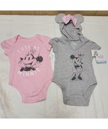 Disney Infant Girls 2pc Minnie Mouse Bodysuits Set sz 12 Months Gray Pin... - £10.83 GBP