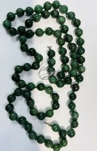 TWO ANTIQUE Green Jade 10mm Bead 18” Connecting Necklaces to 36” 14K Clasps - $98.01