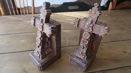 Vintage 8 inch Cross Religious Bookends - $89.09