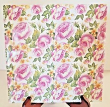 Art Tile Staffordshire Tilecrafts England Pink Roses and Green Leaves 7 3/4&quot; Sq - £23.88 GBP