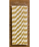 Gold And White Stripe Paper Straws. Party Straws. Drinking Straws. 25 ct - £1.95 GBP