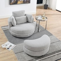 39&quot; W Swivel Accent Barrel Chair With Storage Ottoman, Headrest And 4 Pillows, T - £814.63 GBP