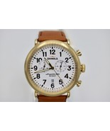 Shinola Runwell Chrono Gold 47mm Case White Dial Brown Strap Watch S0120... - £478.42 GBP