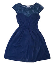 Eshakti Navy Blue Dress Size Small 4 Sweetheart Lace Neckline Retro Classic - £15.63 GBP