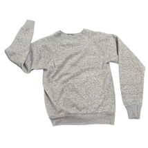 Vtg 60s 70s Gray Sweatshirt Raglan Sleeve Cotton Blend Small Fleece Back - $64.30