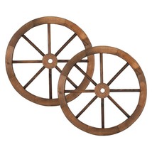 Set Of 2 24&#39;&#39; Decorative Vintage Wood Wagon Wheel Wall Decoration Us Ship - £52.27 GBP