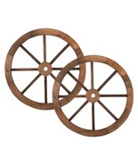 Set Of 2 24&#39;&#39; Decorative Vintage Wood Wagon Wheel Wall Decoration Us Ship - £51.81 GBP