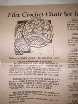 1940&#39;s Alice Brooks Filet Crochet Pattern #7075 Floral Basket Design Chair Set - £7.91 GBP