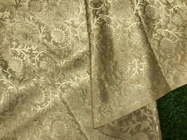 India Banarasi Brocade fabric Sage Green &amp; Gold Fabric Wedding Fabric -N... - $7.49+