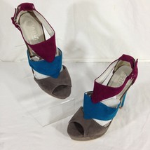 Shoes of Soul Women&#39;s Grey/Teal/Berry Fabric Stiletto Pumps/Shoes Size 7 - $12.99