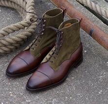 Burnished Cap Toe Vintage Leather Brown Maroon High Ankle Casual Dress M... - $159.99