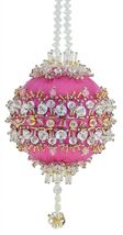 Cracker Box Inc Ornament Kit  Blue Satin Lace ( Hot pink ball with silve... - $28.95