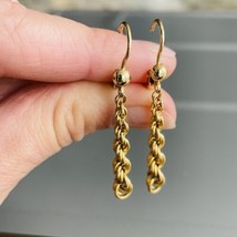 Italian 14K Gold LeverBack Rope Chain Dangle Vintage Earrings - £149.18 GBP