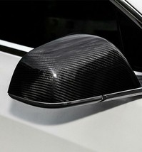 Fit 2017-2023 Tesla Model 3 Real Carbon Fiber Car Side Mirror Cover Caps 2Pcs - £70.18 GBP