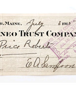1915 Kineo Trust Company Bank Check E.A. Sampson Dover Maine Signed 7107... - $27.22 CAD