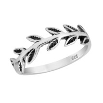 Iconic Peace Symbol Greek Olive Branch .925 Sterling Silver Band Ring-9 - $12.66