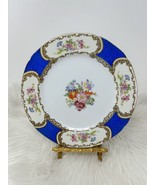Old Gold Castle Japan GCA-2 Luncheon Plate Blue Rim Floral Design Scroll... - $34.99