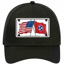 Tennessee Crossed US Flag Novelty Black Mesh License Plate Hat - $28.99