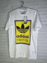Adidas Originals ED6937 Filled Label Graphic Tee T-Shirt White Yellow Mens Small - £35.43 GBP