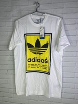 Adidas Originals ED6937 Filled Label Graphic Tee T-Shirt White Yellow Mens Small - £34.20 GBP