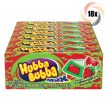 Full Box 18x Packs Wrigley's Hubba Bubba Strawberry Watermelon Bubble Gum 5ct - £19.37 GBP