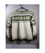 Handmade Fair Isle Nordic Style Sweater Womens Green Cream Size Small - $1,023.42 MXN