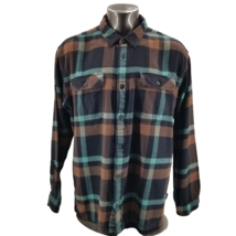 Patagonia Fjord Flannel Shirt Mens Blue Brown Plaid 100% Organic Cotton XXL - £30.42 GBP