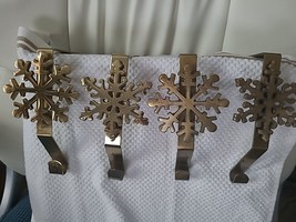 4 Brass Snowflake Christmas Stocking Hangers 2 styles - £15.77 GBP