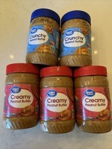 (5 ct) Great Value Creamy (3) &amp; Crunchy Peanut Butter (2) 16 oz BB 1/25 ... - £13.44 GBP