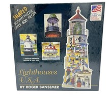 Lighthouses USA by Roger Bansemer Over 600 Pieces Puzzle A Shaped Jigsaw... - $18.66