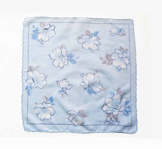 Blue Blossom Jeau D&#39;orly Paris France Handkerchief Subtle Blue White Flo... - £10.27 GBP