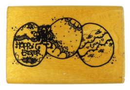 Easter Eggs Border Rubber Stamp 3 Decorated Eggs DOTS J221 2.5 x 1.25&quot; - £1.97 GBP