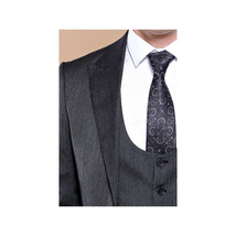 Men 3pc European Vested Suit WESSI by J.VALINTIN Extra Slim Fit JV28 black gray image 4