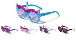 Kids Youth Girls Cat Face Unicorn Horn Sunglasses Retro Designer Fashion Cute - £9.51 GBP