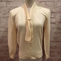 Women&#39;s Vintage Ivory Sweater Lambswool Angora Rabbit Small Kristen - £42.66 GBP