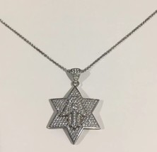 Sterling Silver Star Of David With Hamsa Shiny Pendant Necklace - $50.00